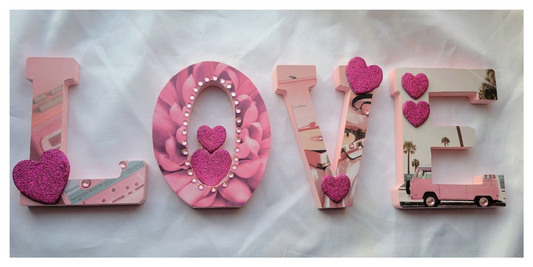 "LOVE" Wooden Stand Up Letter (PINK)