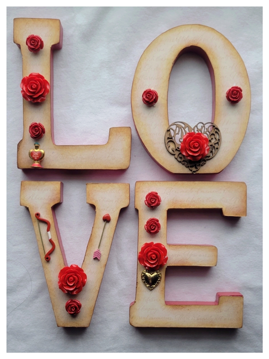 "LOVE" Wooden Stand Up Letter (RED)