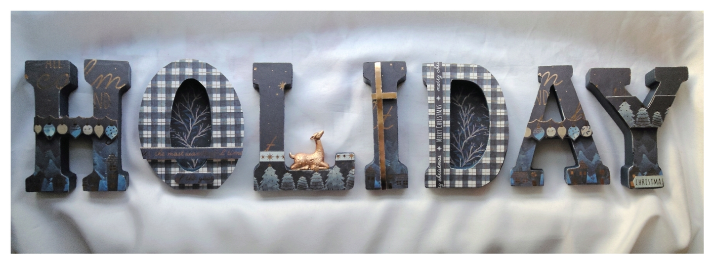 "HOLIDAY" Silent Night Wooden Stand Up Letters